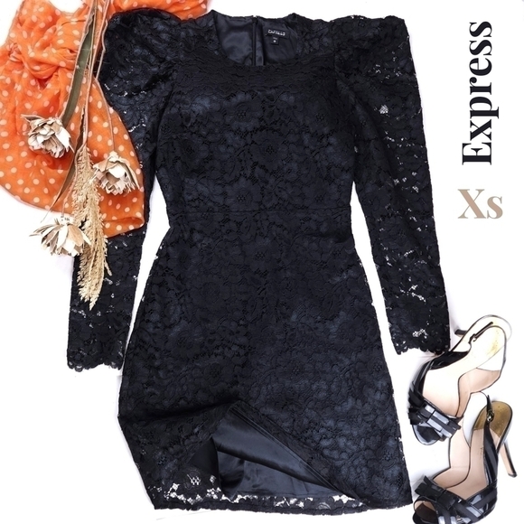 Express Black Lace Dress Sz Xs - Picture 1 of 12